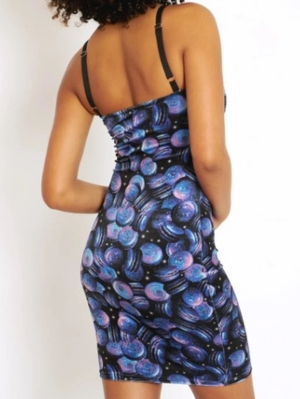 BLACKMILK SPACE MACAROONS Galaxy kawaii VELVET Mini Dress Purple/Blue M - Picture 3 of 10